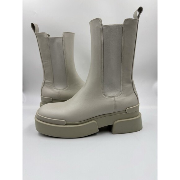 Charles & Keith Platform Chunky Chelsea Gray-White Boots Size 37/ 7 US - Picture 1 of 16